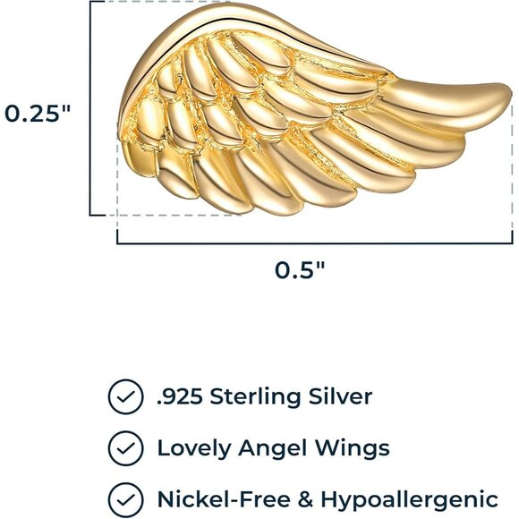 🆕 Women Gold Angel Wing Stud Earrings Sterling Imported Gemstone Jewelry Gifts - Picture 3 of 6
